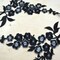 2 Pieces mirrored pair Black Silver Floral Appliqué 10.75x3" Iron On Embroidery Patches for Jackets & Crafts